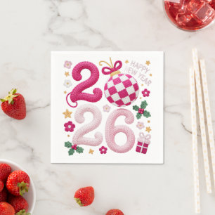 Crochet Yarn Happy New Year 2026 Napkin