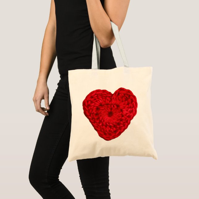 Crochet Yarn Heart • Handmade Crafts Tote Bag (Front (Product))