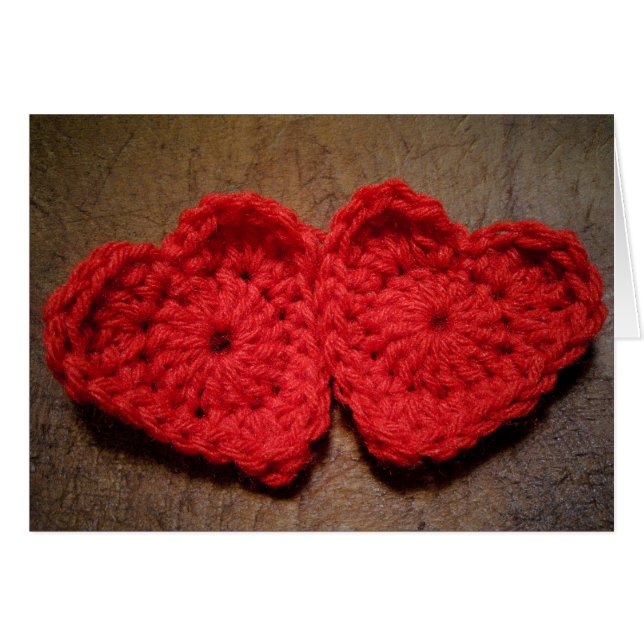 Crochet Yarn Hearts on Wood Handmade (Front Horizontal)