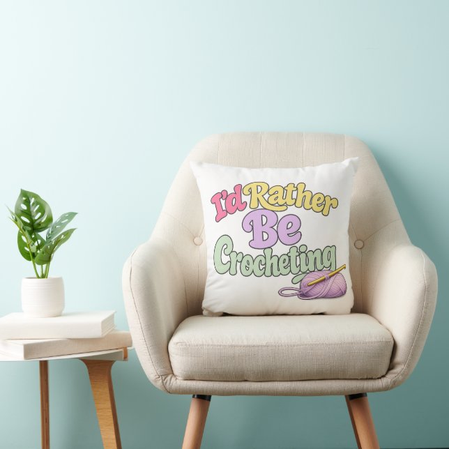  Crochet Yarn Lover Throw Pillow (Chair)