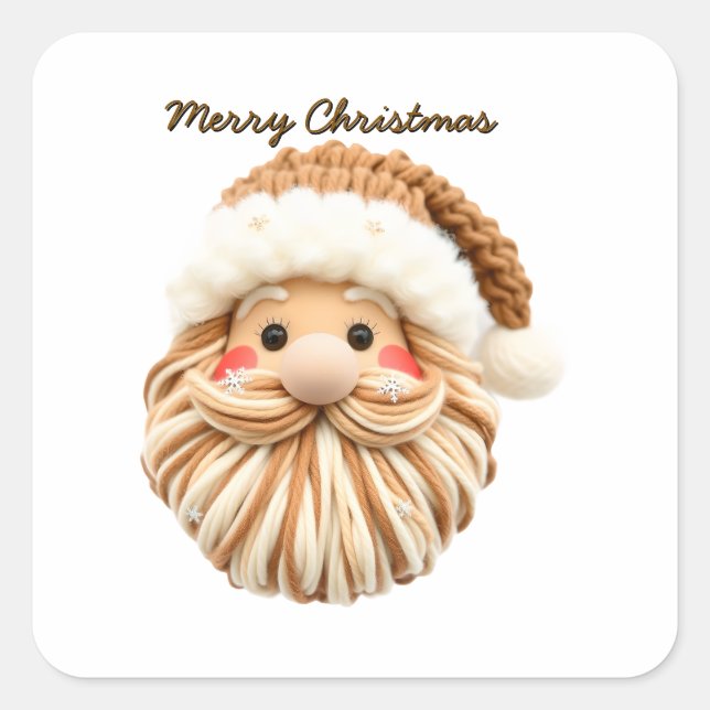 Crochet yarn  Santa  Square Sticker (Front)