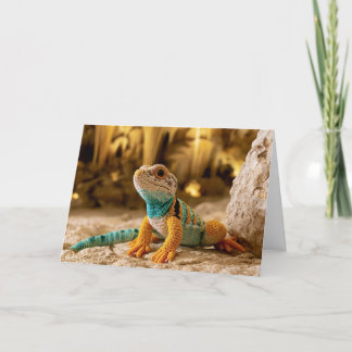 Crocheted Collared Lizard visits Carlsbad Caverns Holiday Card