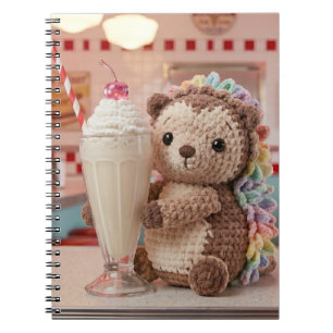 Crocheted Hedgehog and Milkshake at Retro Diner Notebook