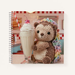 Crocheted Hedgehog and Milkshake at Retro Diner Notebook