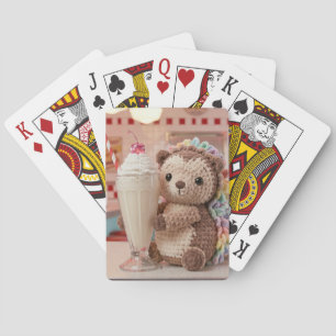 Crocheted Hedgehog and Milkshake at Retro Diner Playing Cards