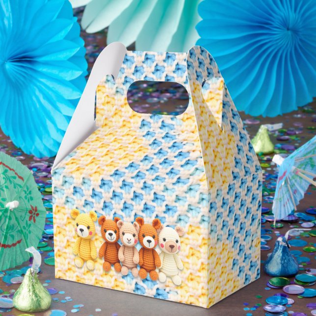 Crocheted Stuffed Animals Blue and Yellow Favour Box (Party)