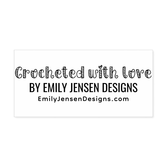 Crocheted with Love #1 Business Name Website URL Self-inking Stamp (Design)