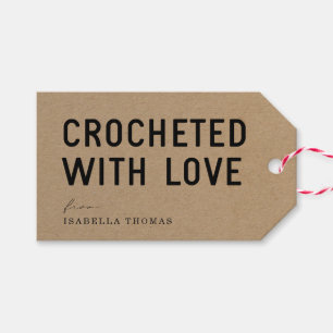Crocheted with Love Gift Tags - Red Twine