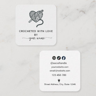 Crocheted with love Yarn  Square Business Card