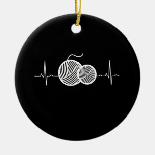 Crocheting - Crochet Thread Heartbeat Ceramic Tree Decoration