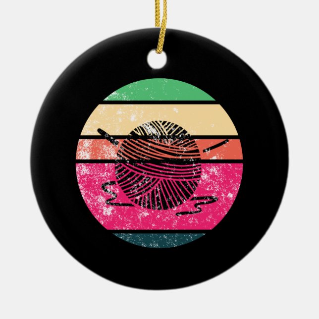 Crocheting Crochet Wool Knitting Ceramic Tree Decoration (Front)