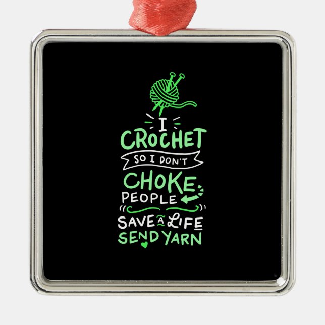 Crocheting Crocheter Gift Metal Tree Decoration (Front)