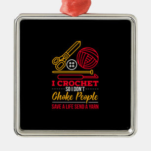 Crocheting Crocheter Gift Metal Tree Decoration