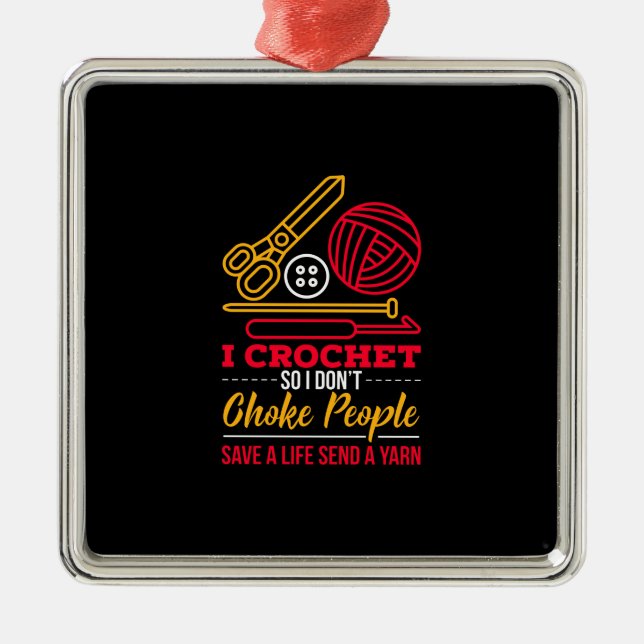 Crocheting Crocheter Gift Metal Tree Decoration (Front)