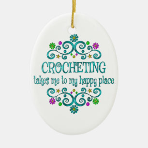 Crocheting Happy Place Ceramic Tree Decoration