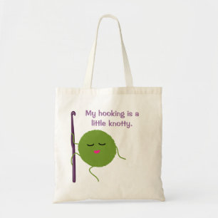 Crocheting humour tote bag