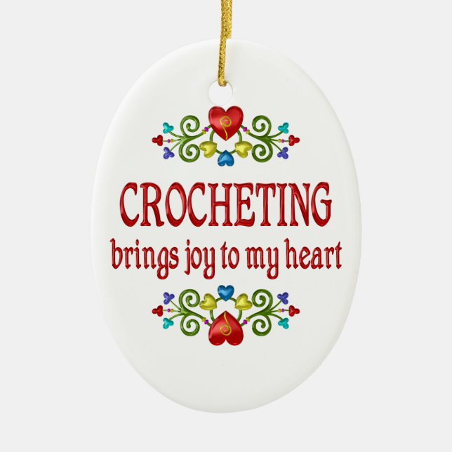 Crocheting Joy Ceramic Tree Decoration (Front)