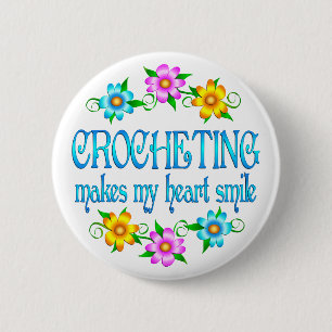Crocheting Smiles 6 Cm Round Badge