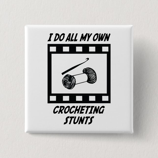 Crocheting Stunts 15 Cm Square Badge (Front)