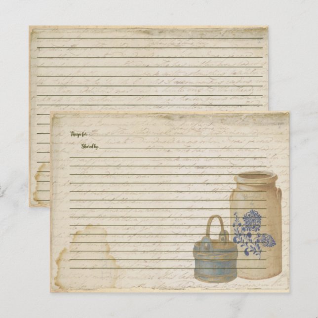 Crock and Blue Basket Recipe Cards (Front/Back)