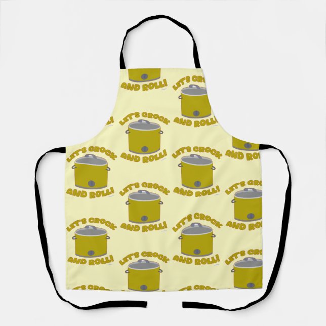  Crock And Roll Time Slow Cooker Kitchen Pattern Apron (Front)