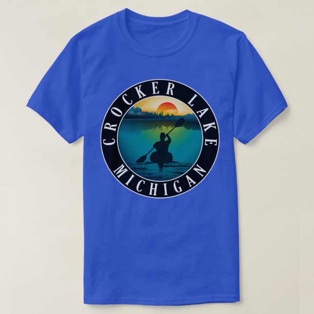 Crocker Lake Kayaking Michigan Sunset T-Shirt (Design Front)