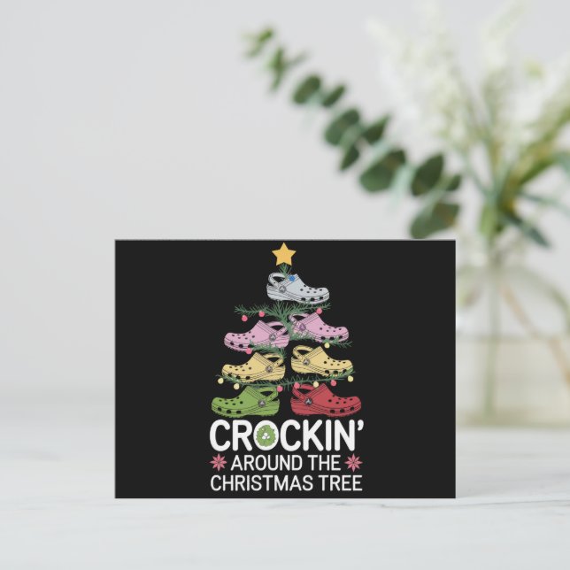 Crockin' Around The Christmas Tree Holiday Postcard (Standing Front)