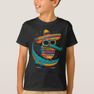 Croco-owl Fiesta Fun And Festive Hybrid Animal Art T-Shirt