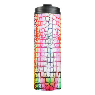 Crocodile abstract pattern, colourful pattern thermal tumbler