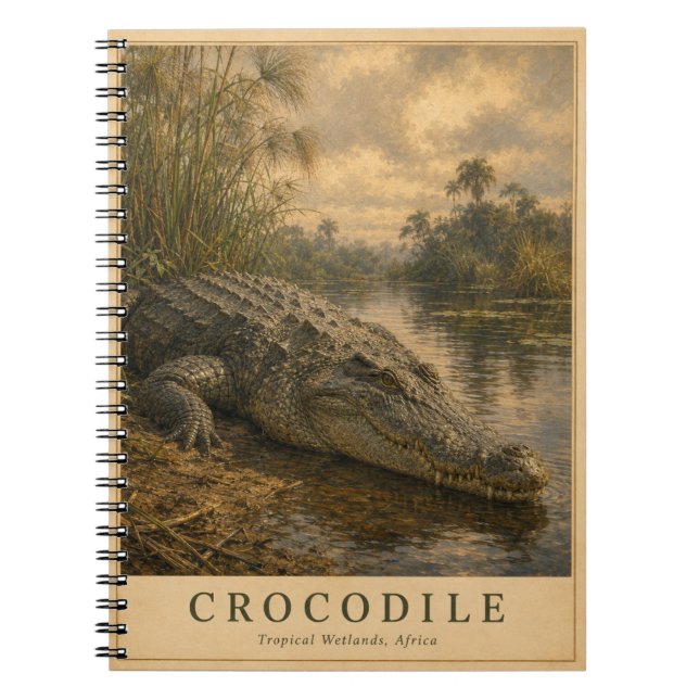 Crocodile African Wetlands VINTAGE Notebook (Front)