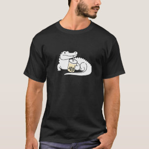Crocodile Alligator Drinking Boba Bubble Milk Tea T-Shirt