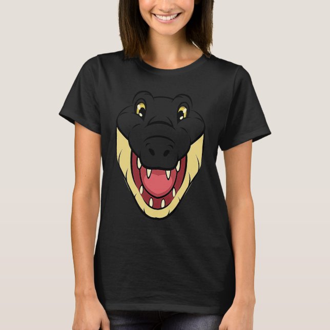 Crocodile Alligator Face Reptiles Zoo Animal Herpe T-Shirt (Front)