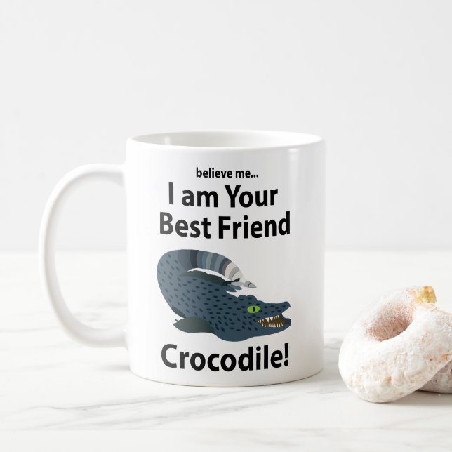 Crocodile Alligator Funny  Coffee Mug (With Donut)