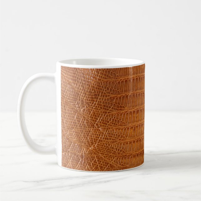 Crocodile alligator reptile leather texture close  coffee mug (Left)