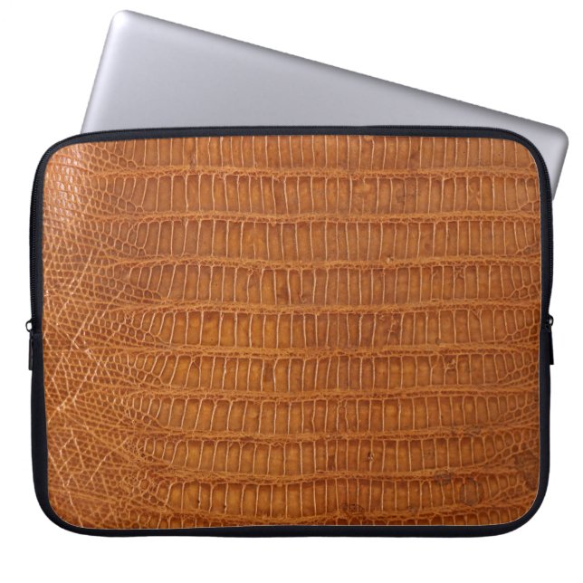 Crocodile alligator reptile leather texture close  laptop sleeve (Front)