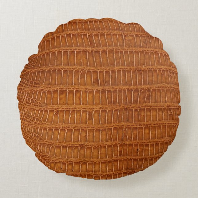 Crocodile alligator reptile leather texture close  round cushion (Front)