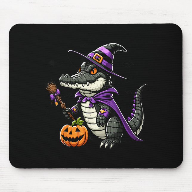 Crocodile Alligator Witch Hat Costume Spooky Mouse Mat (Front)