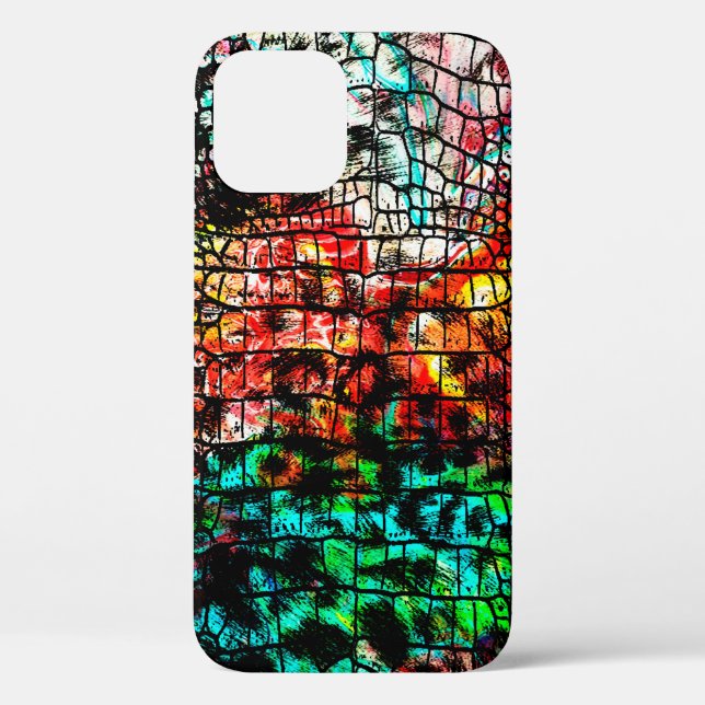 Crocodile and leopard pattern with colourful abstr Case-Mate iPhone case (Back)