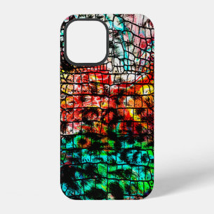 Crocodile and leopard pattern with colourful abstr iPhone 12 case