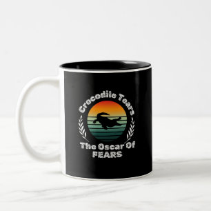 crocodile animal alligators silhouette reptile Two-Tone coffee mug