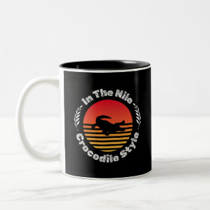 crocodile animal alligators silhouette reptile    Two-Tone coffee mug