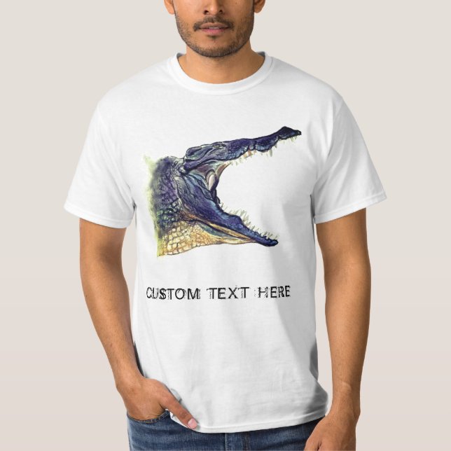 Crocodile - Animal Drawing - Add Your Text / Name T-Shirt (Front)