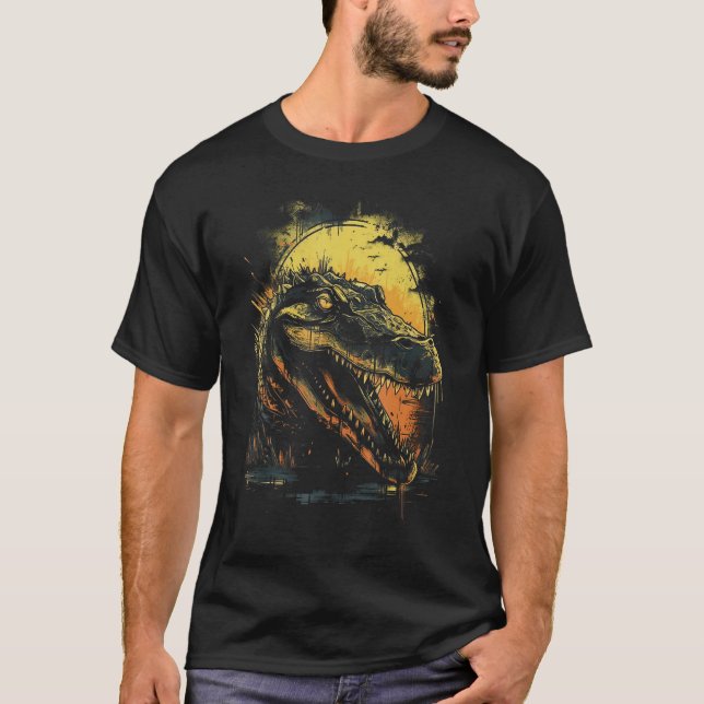 Crocodile Animal Retro Style Graphic Tees for Men  (Front)
