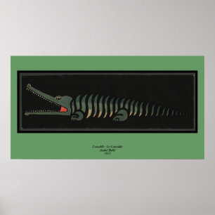 Crocodile - Antiquarian Colourful Book Poster