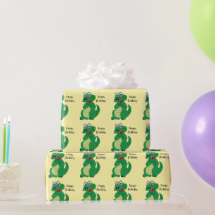 Crocodile Any Background Colour Birthday Gift Wrapping Paper