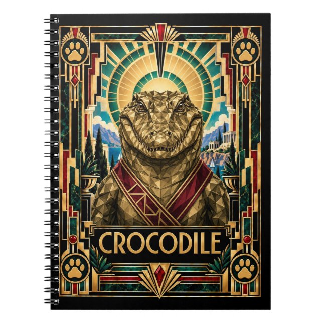 Crocodile, Art Deco Wildlife Notebook (Front)