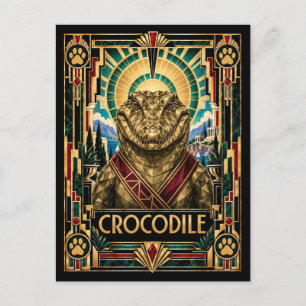 Crocodile, Art Deco Wildlife Postcard