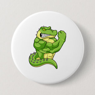Crocodile as Bodybuilder & big Muscles 7.5 Cm Round Badge