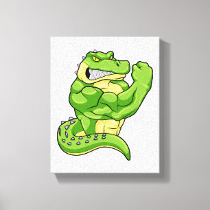 Crocodile as Bodybuilder & big Muscles Canvas Print