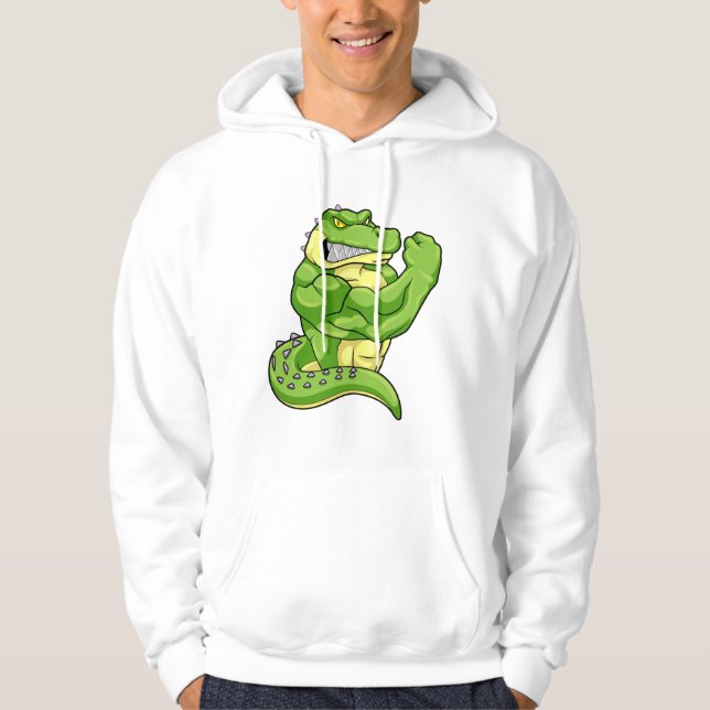 Crocodile as Bodybuilder & big Muscles Hoodie (Front)